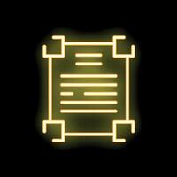 Neon yellow contract document with signature lines on black background vector
