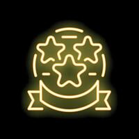 Neon sign showing three stars for customer satisfaction rating vector