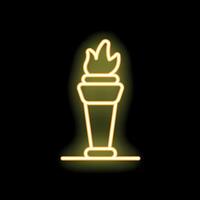 Neon yellow torch burning on black background vector