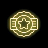 Neon style icon showing quality guarantee with star shape vector