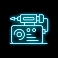 Neon icon of automatic machine for plasmapheresis donating blood procedure vector
