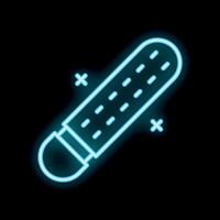 Blue neon style marker pen icon glowing on black background vector
