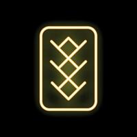 Glowing neon sign depicting scandinavian rune inguz on a black background vector