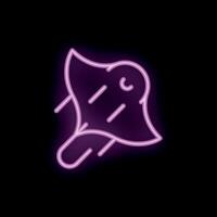 Neon pink stingray swimming with glowing lines on black background vector
