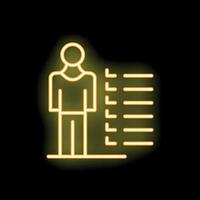 Neon icon of man choosing from multiple options on black background vector