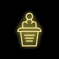 Neon sign depicting a person speaking at a podium vector