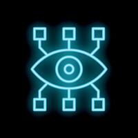 Neon eye symbol representing data analysis and vision vector