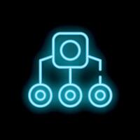 Neon blue hierarchy system structure on black background vector