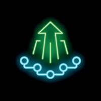 Neon sign showing big data analysis leading to growth vector