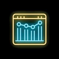 Neon sign showing a website interface displaying a line graph vector