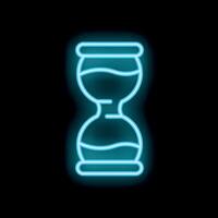 Blue neon hourglass showing time passing on black background vector