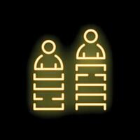 Neon sign of two people standing on podiums with different number of steps vector