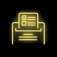Neon icon of a printer printing a document with checkboxes vector