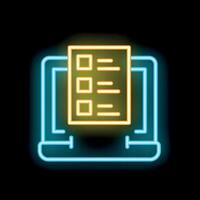 Neon online survey icon for website or app displaying customer feedback vector