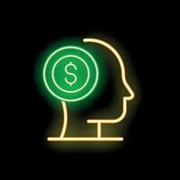 Neon sign representing money oriented mindset vector