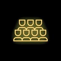 Neon icon of audience sitting in rows attending a conference vector