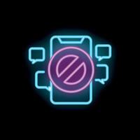 Neon smartphone displaying restricted access to social media conversations vector