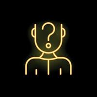 Neon style icon of a person thinking with question mark vector