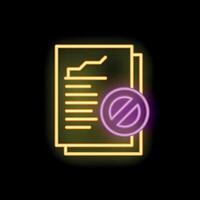 Neon sign showing forbidden document with stop sign on it vector