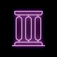 Neon symbol representing a greek column on a black background vector