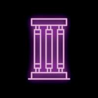 Neon sign representing ancient greek columns on a black background vector