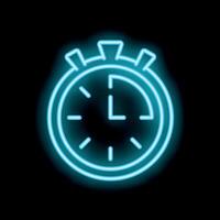 Blue neon clock showing time passing by vector