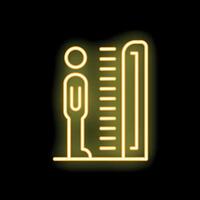 Neon style icon of person measuring height with measuring tape vector
