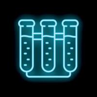 Neon icon of three test tubes holding liquid in a lab vector