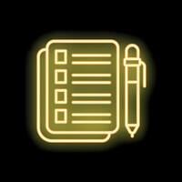 Neon yellow checklist icon representing completing tasks vector