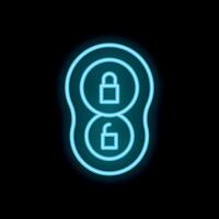 Neon icon of locked and unlocked padlocks representing data encryption vector