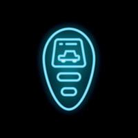 Neon icon of car location tracking app showing gps position vector