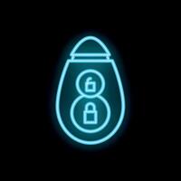 Blue neon car key showing lock and unlock buttons vector