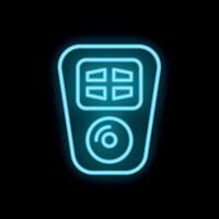 Neon remote control glowing on black background vector