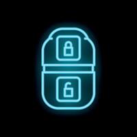 Blue neon locker showing open and closed padlocks representing data security vector