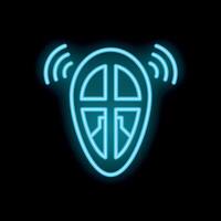 Neon icon of a gps tracker sending a signal vector