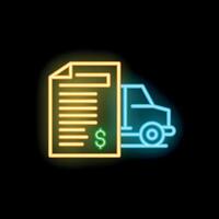 Neon icon of delivery invoice representing online order tracking vector