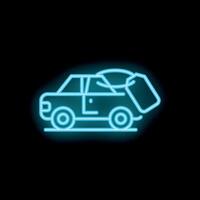 Neon sign showing a car with a tag representing buying a new car vector