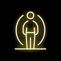 Neon sign of a man standing in a circle on black background vector