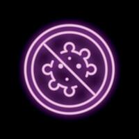 Neon sign showing stop coronavirus sign on black background vector