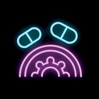 Neon style icon of immune system being boosted by medicine vector
