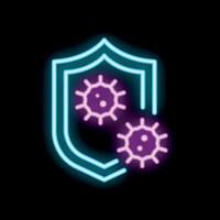Neon immune system protecting from virus cells icon vector
