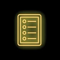 Neon yellow mobile phone showing checklist on black background vector