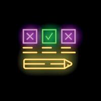Neon sign representing online survey with check marks and pencil vector