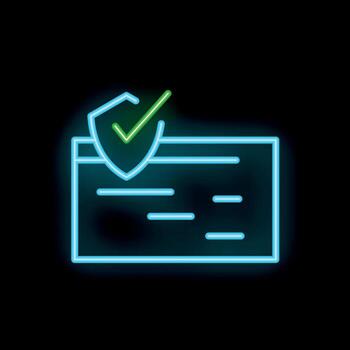 neón verde proteger validando documento para seguro transacción vector