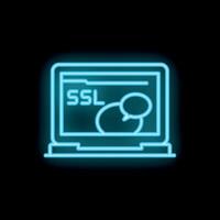 Neon ssl certificate icon depicting secure communication vector