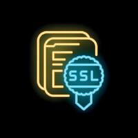 Neon ssl secure badge protecting website documents icon vector
