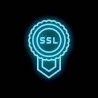 Blue neon ssl certificate icon showing secure connection vector