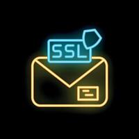 Neon ssl certificate icon ensuring secure email communication vector