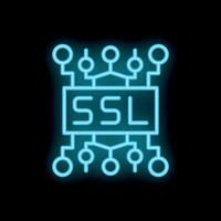 Neon ssl icon representing secure socket layer encryption vector