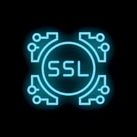 Neon ssl icon representing secure sockets layer encryption vector